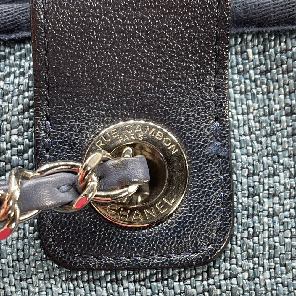 Chanel Deauville Denim Cruise Collection Large Shopper 2 Way Chain Tote Bag Rare - Picture 9 of 15